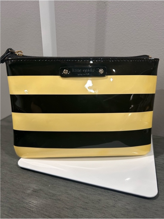 kate spade Handbags - kate spade Black and Yellow Patent Stripe Wristlet